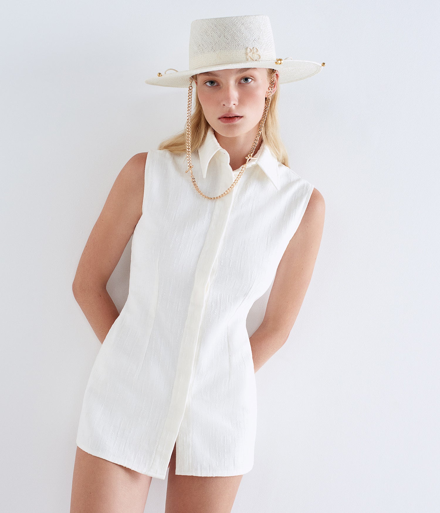 Chain Strap Sisal Gambler Hat