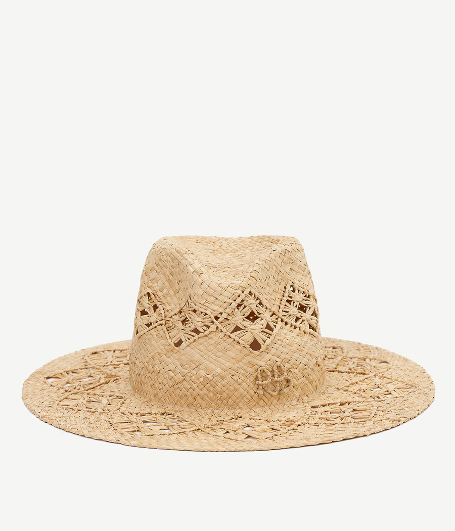 Monogram-embellished Fedora Hat FDR036-STR-DRK-SRB-XS Ruslan Baginskiy